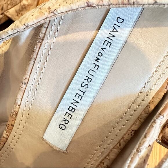 Diane von Furstenberg Liberty Wedge Sandals Natural Cork 9.5 - Picture 9 of 11